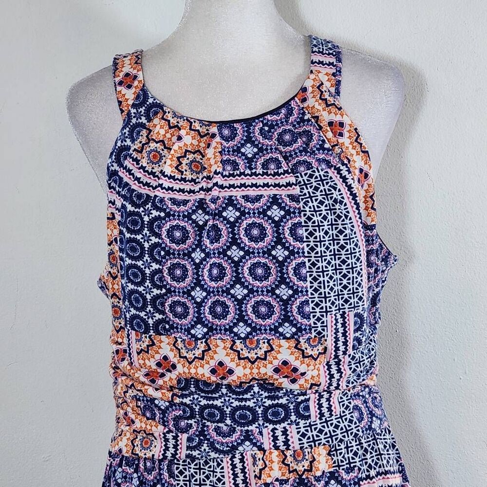 Kut from the Kloth Blue and Orange Boho Maxi Dress Size 12 Patchwork Boho Dress - Picture 3 of 10
